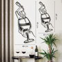 Wallity Glass of Wine Girl Line Art- APT749 L Decoración de Pared en Negro